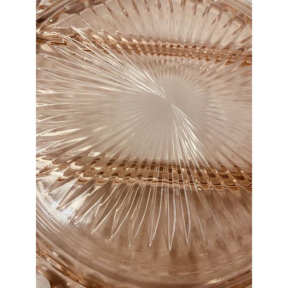 Anchor Hocking Pink Depression Glass Plate 10.5" Old Colony Lace Edge Relish - Picture 3 of 7